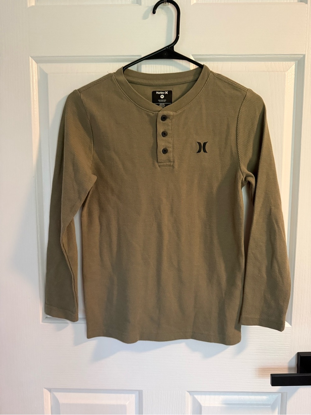 Hurley Olive Green Long-Sleeve Waffle Henley Tee